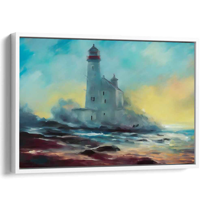 Serene Lighthouse: Ethereal Seascape Canvas Art Print