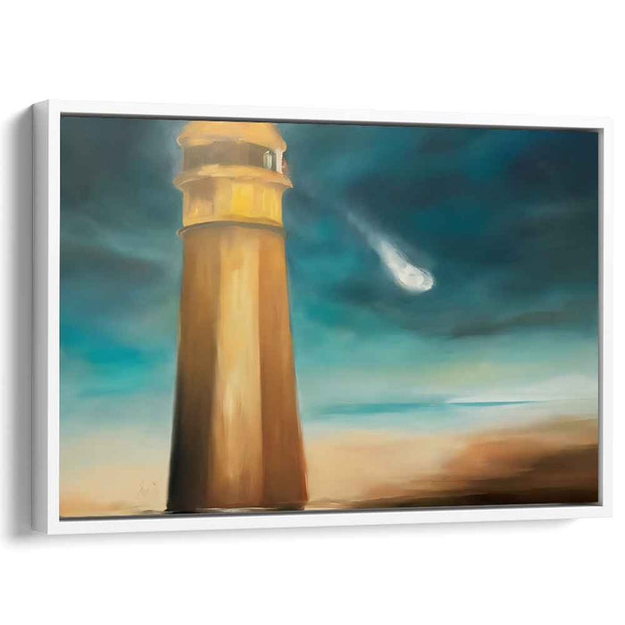 Celestial Sentinel: Lighthouse Under a Cosmic Sky Canvas Art Print