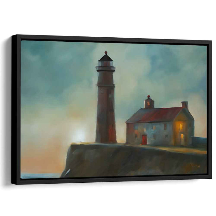 Whispers of Faraway Waves: Dreamlike Coastal Lighthouse Canvas Art