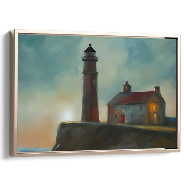 Whispers of Faraway Waves: Dreamlike Coastal Lighthouse Canvas Art