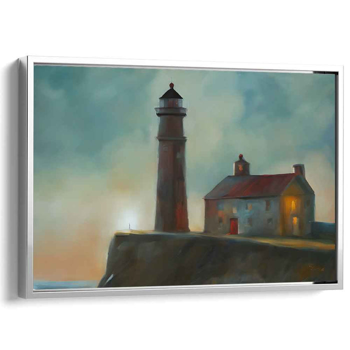 Whispers of Faraway Waves: Dreamlike Coastal Lighthouse Canvas Art