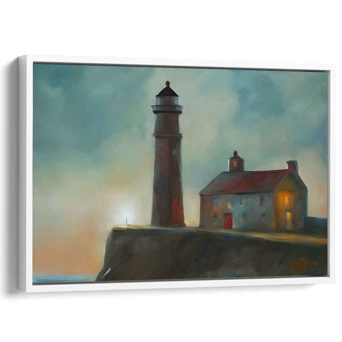 Whispers of Faraway Waves: Dreamlike Coastal Lighthouse Canvas Art