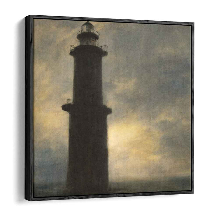 Guiding Light Impressions: Atmospheric Lighthouse Canvas Art Print