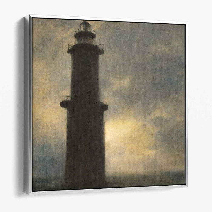 Guiding Light Impressions: Atmospheric Lighthouse Canvas Art Print