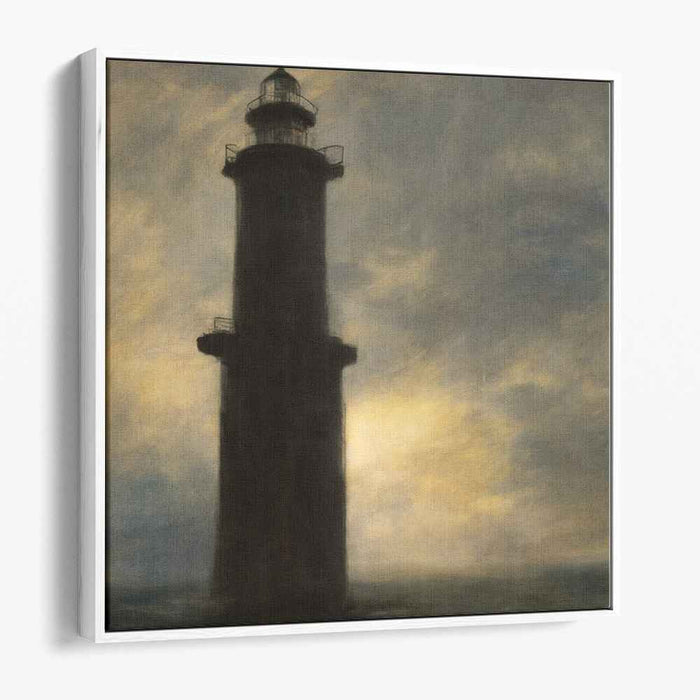 Guiding Light Impressions: Atmospheric Lighthouse Canvas Art Print