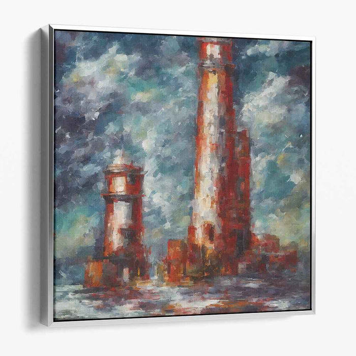 Beacon's Drama: Dramatic Lighthouse Impressionist Canvas Art Print