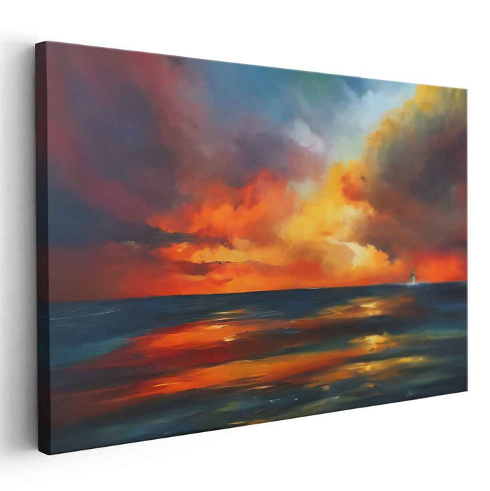 Solitude Blue Dreams: Tranquil Ocean Horizon Canvas Art Print
