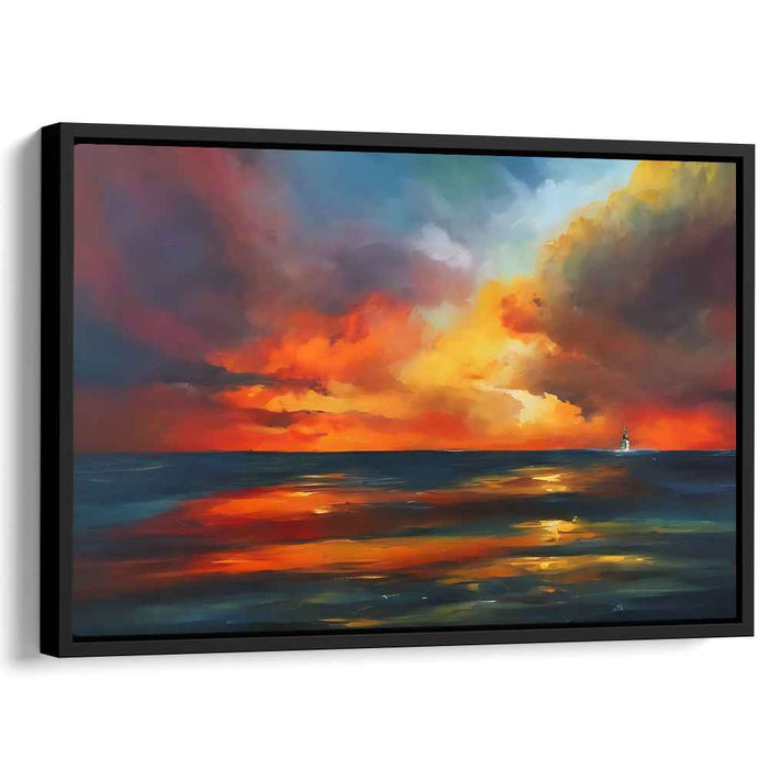 Solitude Blue Dreams: Tranquil Ocean Horizon Canvas Art Print