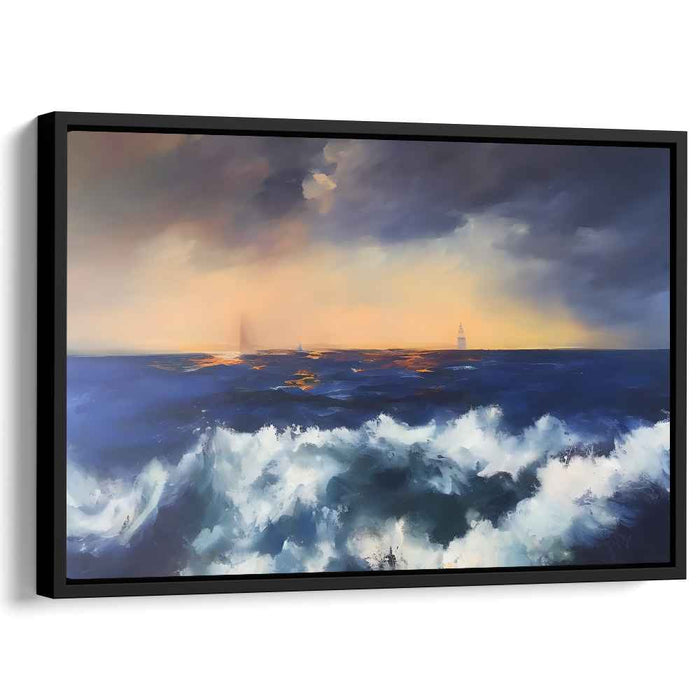 Oceanic Vista: Lighthouse Amidst the Storm - Dramatic Seascape Canvas Art