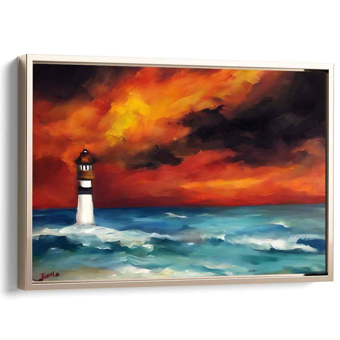 Beacon of Calm Amid Chaos: Lighthouse Amidst the Storm Canvas Art