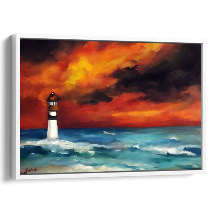 Beacon of Calm Amid Chaos: Lighthouse Amidst the Storm Canvas Art