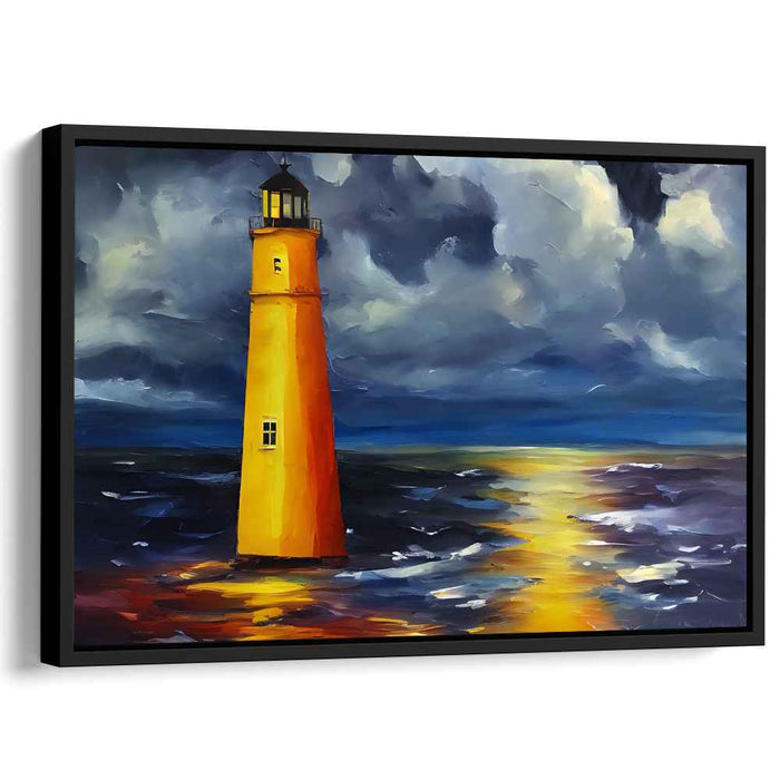 Tempest Beacon Brilliance: Dramatic Lighthouse Amidst Stormy Seas Canvas Art