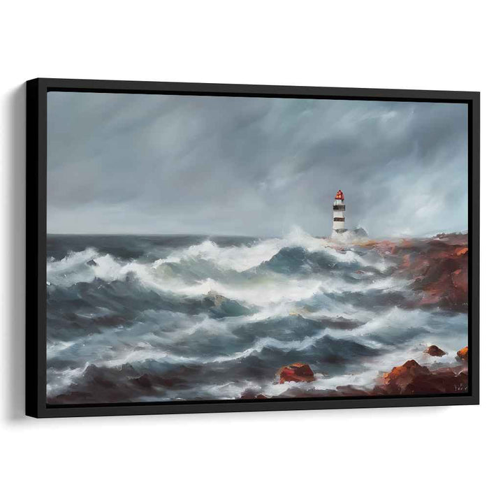 Stormy Seas and Guiding Light: Dramatic Marine Canvas Art Print