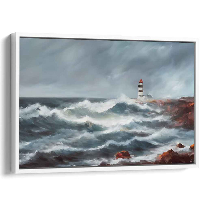 Stormy Seas and Guiding Light: Dramatic Marine Canvas Art Print