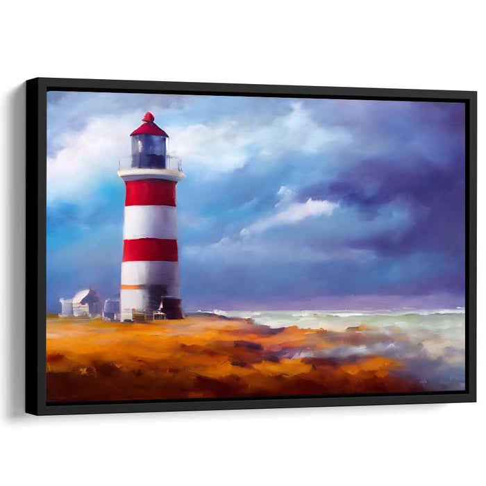 Guiding Starfish Glow: Nautical Lighthouse Canvas Art Print