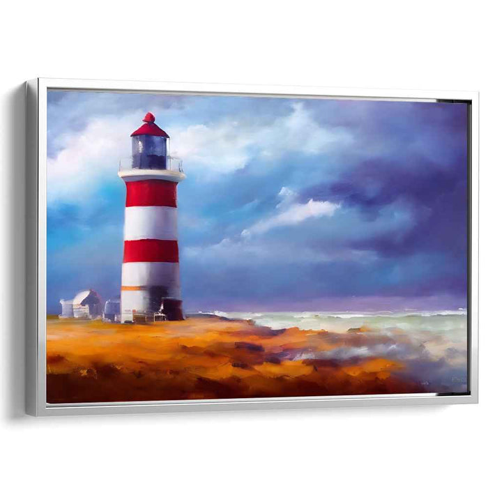 Guiding Starfish Glow: Nautical Lighthouse Canvas Art Print