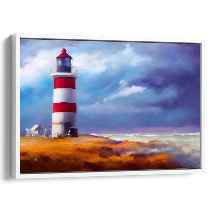 Guiding Starfish Glow: Nautical Lighthouse Canvas Art Print