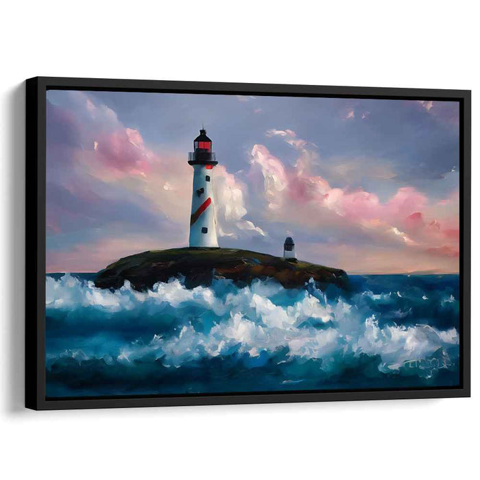 Gentle Beacons: Impressionistic Lighthouse and Seascape Canvas Art Print