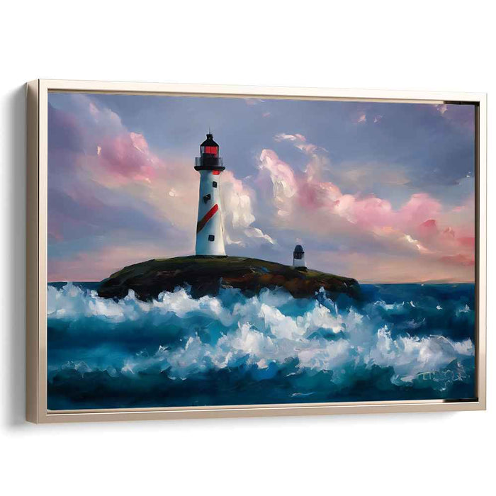 Gentle Beacons: Impressionistic Lighthouse and Seascape Canvas Art Print