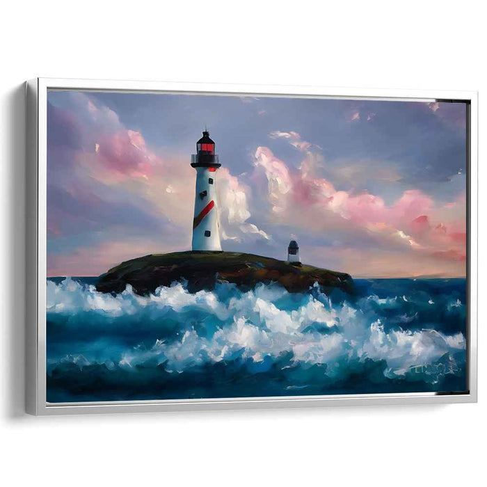 Gentle Beacons: Impressionistic Lighthouse and Seascape Canvas Art Print