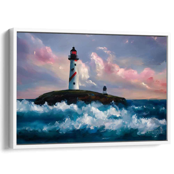 Gentle Beacons: Impressionistic Lighthouse and Seascape Canvas Art Print