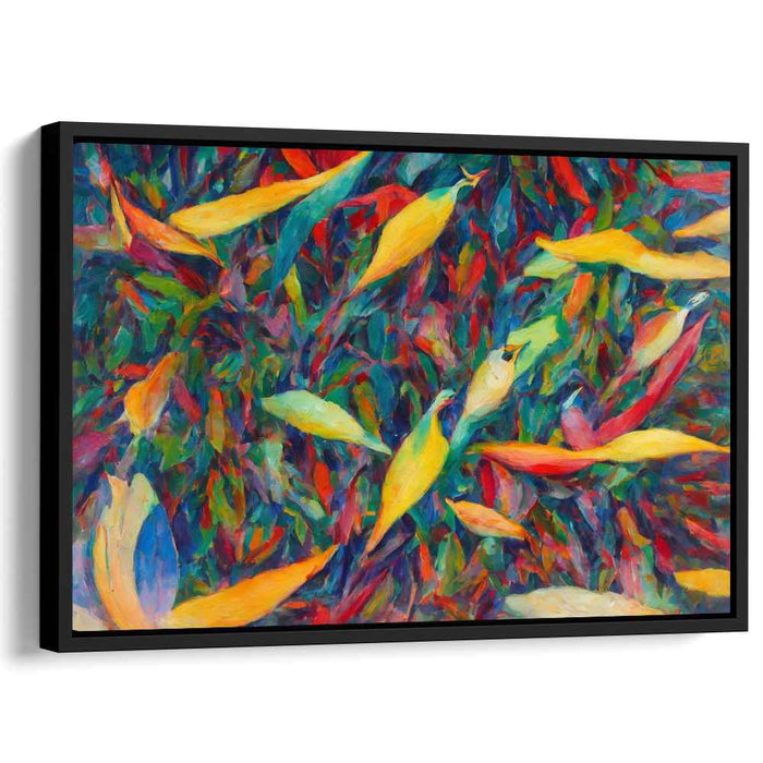 Vibrant Forest Floor: Impressionist Leaf Dance Canvas Art Print