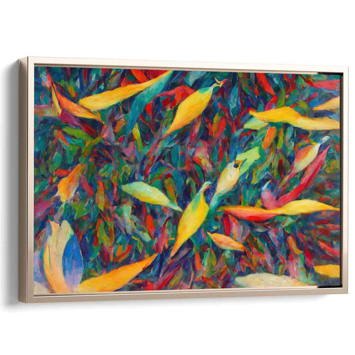 Vibrant Forest Floor: Impressionist Leaf Dance Canvas Art Print