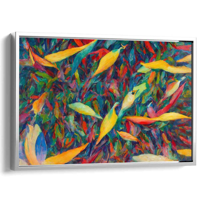 Vibrant Forest Floor: Impressionist Leaf Dance Canvas Art Print