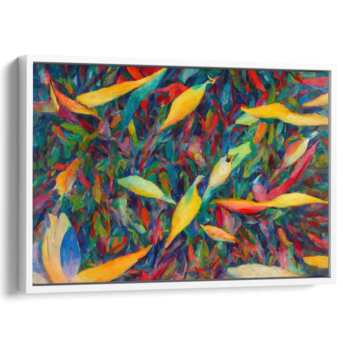 Vibrant Forest Floor: Impressionist Leaf Dance Canvas Art Print