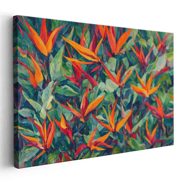 Tropical Plumage Dance: Bird of Paradise Canvas Art Print