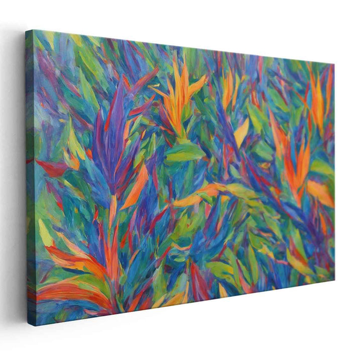 Colorful Leaves Dance: Vibrant Abstract Foliage Canvas Art