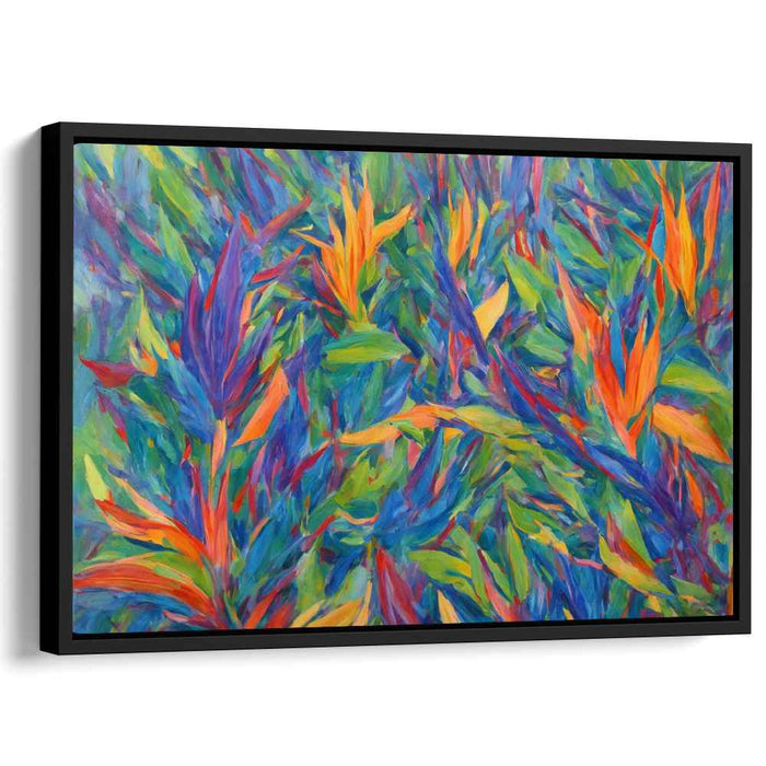 Colorful Leaves Dance: Vibrant Abstract Foliage Canvas Art