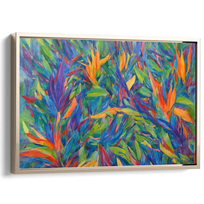 Colorful Leaves Dance: Vibrant Abstract Foliage Canvas Art