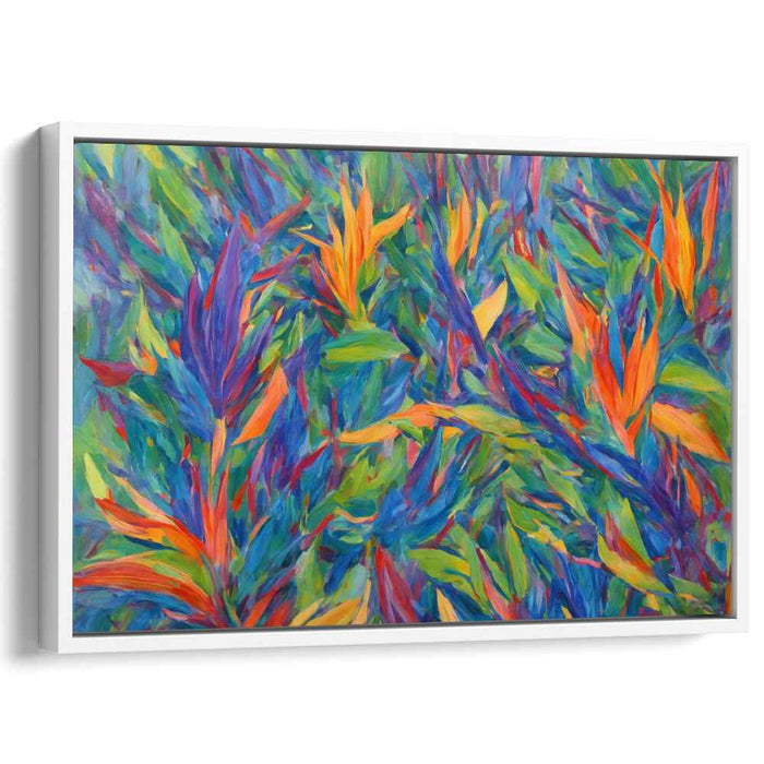 Colorful Leaves Dance: Vibrant Abstract Foliage Canvas Art
