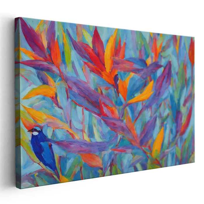 Feathers Of Paradise: Colorful Bird-of-Paradise Floral Canvas Art Print