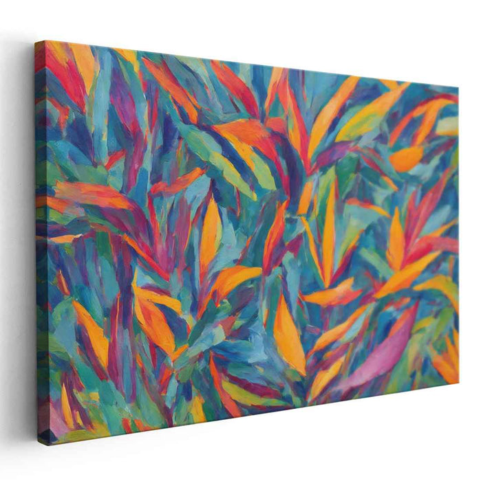 Wilderness Rhapsody: Abstract Expressionist Jungle Foliage Canvas Art Print