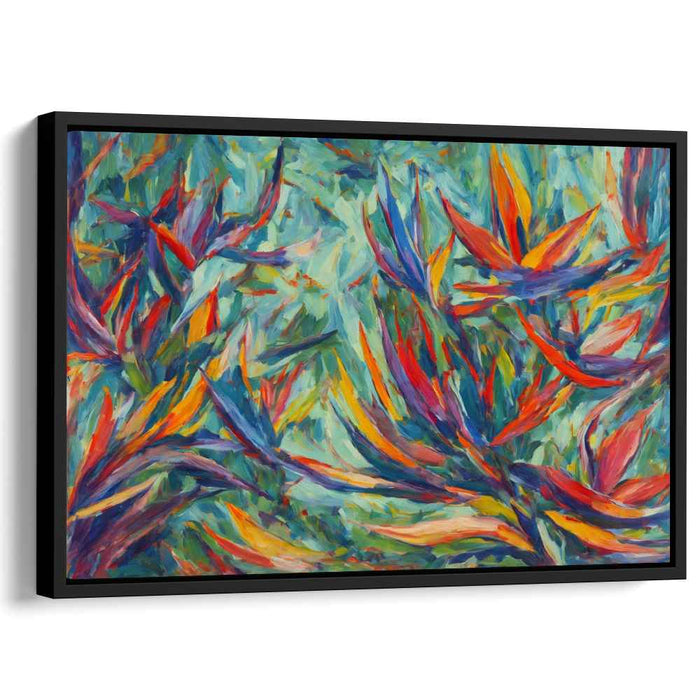 Abstract Avian Illusion: Vivid Birds of Paradise Abstract Canvas Art