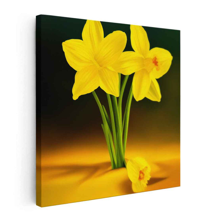 Hyperbloom Sunshine: Hyper-Realistic Yellow Daffodil Canvas Art
