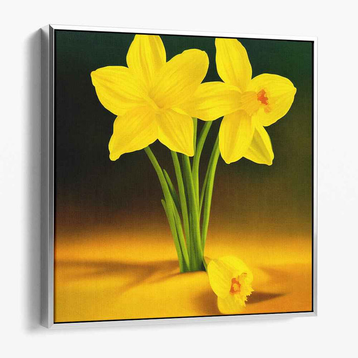 Hyperbloom Sunshine: Hyper-Realistic Yellow Daffodil Canvas Art