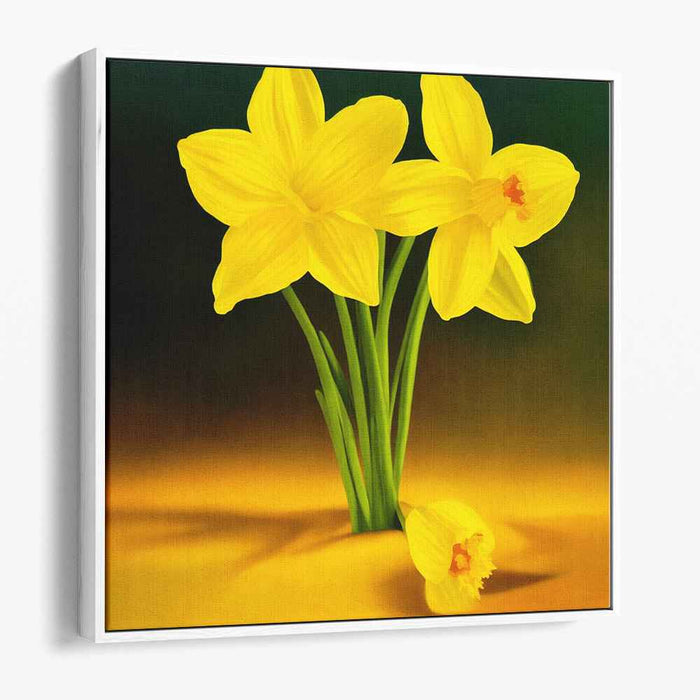 Hyperbloom Sunshine: Hyper-Realistic Yellow Daffodil Canvas Art