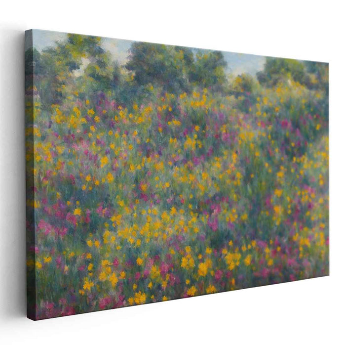 Petal Waltz Sonata: Impressionist Wildflower Canvas Art