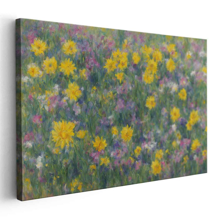 Meadow Serenade: Impressionist Meadow Canvas Art Print