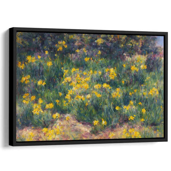 Sunshine Petal Symphony: Impressionist Yellow Flower Field Canvas Art Print