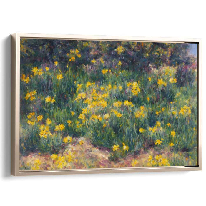 Sunshine Petal Symphony: Impressionist Yellow Flower Field Canvas Art Print