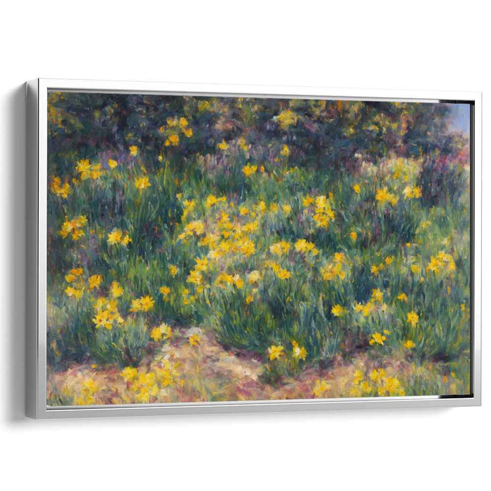 Sunshine Petal Symphony: Impressionist Yellow Flower Field Canvas Art Print