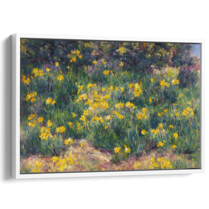Sunshine Petal Symphony: Impressionist Yellow Flower Field Canvas Art Print