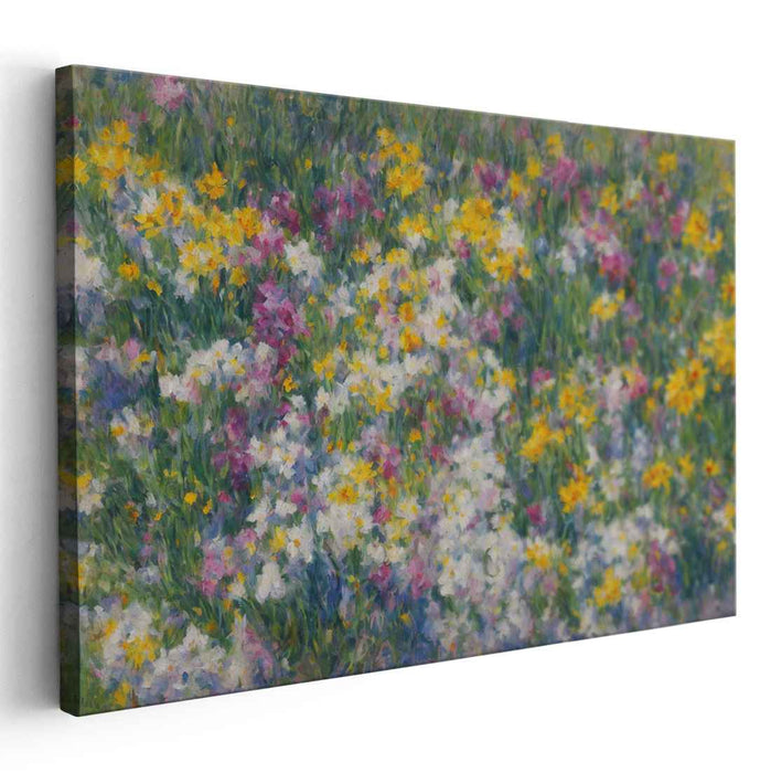 Whispers in Blooming Meadows: Impressionist Meadow of Flowers Canvas Art