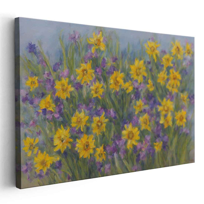 Spring's Palette: Blooming Daffodils and Irises Canvas Art Print