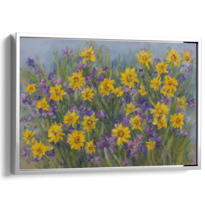 Spring's Palette: Blooming Daffodils and Irises Canvas Art Print