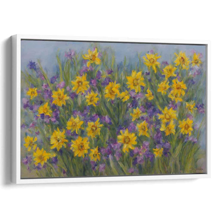 Spring's Palette: Blooming Daffodils and Irises Canvas Art Print